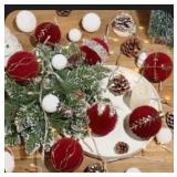PACK OF 2-SY Super Bang 8 Pcs Velvet Ornaments Green-Gold (Stock Pic doesn