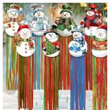 8pcs Christmas Windsocks Outdoor Hanging Decorations with Tassels 3.3ft  2 Pack