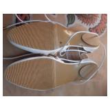 White Ballet Pointe Shoes with Seashell Charms, Size 10