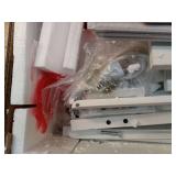 47.3 in. Rectangular Black Computer Desk White 2-Drawer with Power Outlet Monitor Stands Shelves Side Pocket and Hooks - Retail: $138