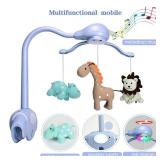 CUTIE PUMPKIN Pack and Play Crib Mobile for Boys or Girls,Light Blue Bassinet Mobile with Music,Rotation,Nursy Lights,Natural Sounds,Timer Function,Starlight Projection