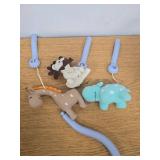 CUTIE PUMPKIN Pack and Play Crib Mobile for Boys or Girls,Light Blue Bassinet Mobile with Music,Rotation,Nursy Lights,Natural Sounds,Timer Function,Starlight Projection