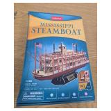 3D Puzzle Mississippi Steamboat Model Kit Gift for Kids and Adults, 142 Pieces UNOPENED, BOX DENTED