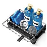 Caumic Sink Caddy Sponge Holder for Kitchen, Sink Countertop Organizer with Drip Tray for Storing Soap Dispensers and Kitchen Accessories (Charcoal Gray)