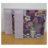 2 Boxes of TAOZI& LIZHI Puzzles for Adults 1000 Pieces, Flower in Vase Jigsaw Puzzles - 20 x 27 Inches