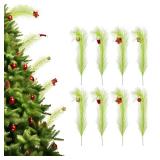 15.7 Inch Christmas Tree Topper - 24 Pcs Green and Red Tree Picks with Decorative Balls