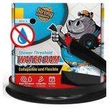 Shower Threshold Water Dam Barrier 60" - Black Collapsible Shower Water Blocker - Guard for Walk in Shower - Water Guard Stopper for Floor - Shower Door Water Blocker - Triangular - By Hippo Dam