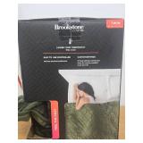 Brookstone Twin Heated Diamond Stitch Quilt Blanket Olive Green