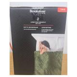 Brookstone Twin Heated Diamond Stitch Quilt Blanket Olive Green