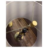 Pack of 2 ,Faux Marble Stick Table Lamp White - Threshold: Gold Base, Linen Drum Shade, No Assembly Required (Cosmetic Damage) - Retail: $130