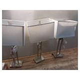 Pack of 6 ,Window Pane Table Lamp with USB Nickel - Threshold: Modern Metal Body, Linen Cylinder Shade, ETL Listed