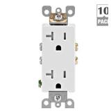 Leviton M02-T5825-WMP 20A 125V White Decora Tamper Resistant Outlets 10 Count
