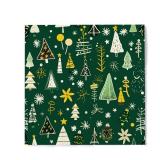 Premium Designer Paper Napkins, 3-Ply 6.5 x 6.5-inches Fold Disposable (50, Festive Green)