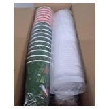 50 Pack 16 oz Christmas Disposable Coffee Cups with Snap-on Lids