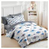 Comforter Set Full Size, 7 Pcs Bedding for Kids and Adults, Golden Colorful Eye Bed Sheet Sets with Fitted Sheet 2 Pillowcases & 2 Shams - Retail: $66