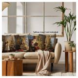 Vintage Christmas Tree Santa Claus Throw Pillow Covers 18x18 Set of 4