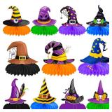 12Pcs Witch Hat Theme Honeycomb Centerpieces 2 Pack- 24 pcs total