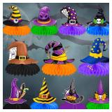 12Pcs Witch Hat Theme Honeycomb Centerpieces 2 Pack- 24 pcs total
