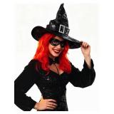 Black Wide Brim Witch Hat -Costume Accessory