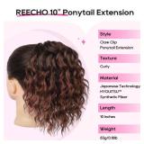 Ponytail Extension, 10 Short Curly Claw Clip Ponytail Extension Ombre Auburn