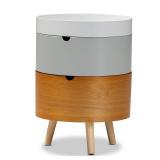 3 Tier Elison Wood Nightstand White - Baxton Studio: Mid-Century Modern Bedside Table with Storage & Removable Tray - Retail: $230