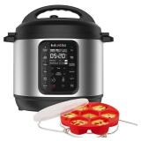 Instant Pot 6qt 9-in-1 Pressure Cooker Bundle: Exclusive Bonus Silicone Pan with Lid, Rice & Multi Cooker, Stainless Steel - Retail: $140