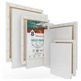 PACK OF 2-GenCrafts Assorted Stretched Canvas (8 Pack)  Rectangular for Acrylic  Oil  Other Wet or Dry Medium - Artist Grade