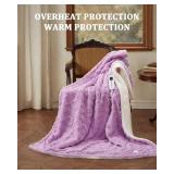 Heated Throw Blanket - Thick Tufted Sherpa Electric Blanket Throw with 10 Heating Levels and 10 Time Settings, ETL Certified Machine Washable Fast Heating Blanket Throw 50" 60", Purple