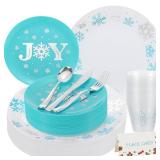 175pcs Christmas Dinnerware Set Disposable for 25 Guests