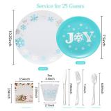 175pcs Christmas Dinnerware Set Disposable for 25 Guests