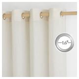 Linen Blend Kitchen Window Curtains Over Sink, Grommet Short Curtains for Small Window Thick Flax Linen Weave Privacy Added for Cafe/Bathroom, Off White, W55 x L36, 2 Panels - Retail: $25
