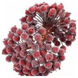 Dark Red Berries Stems 12 mm Artificial Frosted Holly Berries for Christmas Tree Decor Rustic Fake Simulation Mini Berry Fruit for Christmas Wreath DIY Craft Xmas Party Supply - Retail: $19
