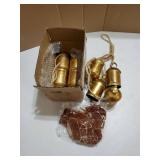 2 Set Christmas Rustic Cow Bells with 2 Velvet Ribbons Metal Harmony Vintage Cow Bells Handmade Hanging Cows Bell for Xmas Tree Garland Wall Decor Parties Gifts - Retail: $26