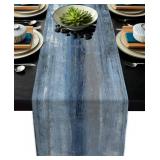Blue Grey Table Runners Modern Art Farmhouse Linen Table Runners Dresser Scarves Retro Rustic Style for Party Kitchen Dining Table Coffee Holiday Party Decor (Blue Grey, 13x 71") - Retail: $12"