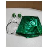 Halloween Alien Headband and Metallic Flared Pleated Skater Skirt for Costumes Supplies(X-Large Skirt, Green) - Retail: $13
