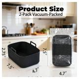 Silicone Air Fryer Liners for Ninja - Reusable DZ201 8QT Dual Basket - Rectangular 2-Pack Vacuum-Packed Easy-Clean Dishwasher-Safe Food-Safe for Home Chefs - Housewarming Gifts - Retail: $14