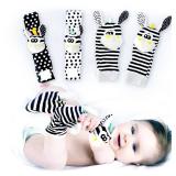 BABY K Foot Finder Socks & Wrist Rattles (Set J) - Newborn Toys for Baby Boy or Girl - Brain Development Infant Toys - Hand and Foot Rattles Suitable for 0-3, 3-6, 6-12 Months Babies - Retail: $13