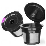 Reusable K Cups for Keurig K Elite, K Classic, K Compact, K Latte, K Duo and All 2.0 & 1.0 Coffee Makers, 2 Pack K Cup Coffee Filters - Black - Retail: $9