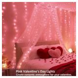 Color Changing Fairy Lights - 33ft 100 LED Valentine Fairy Lights with Remote, Rainbow Xmas Tree Light with Timer, Pink Valentine Light Music Sync Twinkle Light for Xmas Halloween Party Home - Retail: