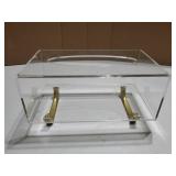 Clear Tissue Box Cover Rectangle Acrylic Tissue Box Holder with Gold Plated Legs Napkin Dispenser Dryer Sheet Container for Bathroom (cracked on side) - Retail: $23