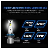 RCJ 9006/HB4 Bulbs, 60W 16000LM 6000K Cool White Fog Light Bulbs, with 12000 RPM Cooling Fan, Plug and Play, Pack of 2 - Retail: $23
