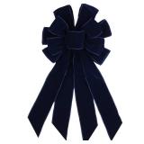 Large Navy Velvet Christmas Bow 11.42x20.87" - Premium Flocked Holiday Wreath Decoration for Indoor Outdoor Tree Topper Door Garland Classic Decor Gift - Retail: $10"