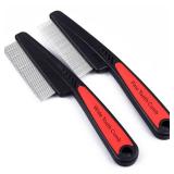 2 Pieces Stainless Steel Fine & Wide Tooth Comb, High Strength Teeth Hair Combs, Professional Dandruff Combs Grooming Tool (two different style) - Retail: $7