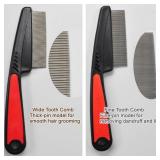 2 Pieces Stainless Steel Fine & Wide Tooth Comb, High Strength Teeth Hair Combs, Professional Dandruff Combs Grooming Tool (two different style) - Retail: $7