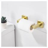 Gold Toilet Paper Holder, Brushed Brass Toilet Roll Holder, Double Post Pivoting Modern Tissue Hanger Wall Mount for Bathroom Toilet Kitchen Stainless Steel - Retail: $20
