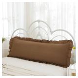 Brown Body Pillow Cover 20x54inches Long Pillowcase Ruffled Pillowcases Shabby Chic Ruffled Fringe Decor Body Ruffled Pillow Sham Cute Pillowcase (1 Body, Brown) - Retail: $22