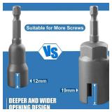 2 Pack Power Wing Nut Driver Set (2 Size 12mm,19mm) Wing Nut Drill Bit Socket Wrench Tool Set with 1/4 Quick Connect Hex Shank for Panel Nuts C Hook Bolts Eye Screws Q-Hanger - Retail: $8
