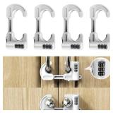 4 Pack Child Proof Cabinet Door Locks Baby Safety Combination Adjustable Cupboard Locks Passwords Child Proofing Latches for Knob Handle Drawers Closet (White) - Retail: $17