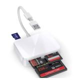 SD Card Reader, 4 in 1 USB C to SD/TF/CF/MS Card Reader with USB to USB C Adapter Memory Card Reader for iPhone 17/16/15 Pro Max iPad Pro MacBook Pro/Air iMac M4/M3/M2 Android Phone/Tablet PC (White) 