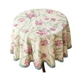 Designer Linen Small Green Round Tablecloth, Violets Pattern Vintage French Tablecloths, Floral Decor Table Cover for Kitchen Dining Christmas, Thanksgiving, Tea Party, Diameter 55-Tara a - Retail: $4